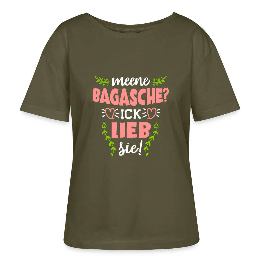 Meene Bagasche Ick Lieb Sie - Relaxed Rundhals Frauen Bio-T-Shirt - Khaki