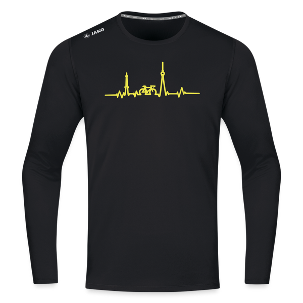 Herzschlag für Fahrradfahrer - Männer Sport Langamshirt - Schwarz