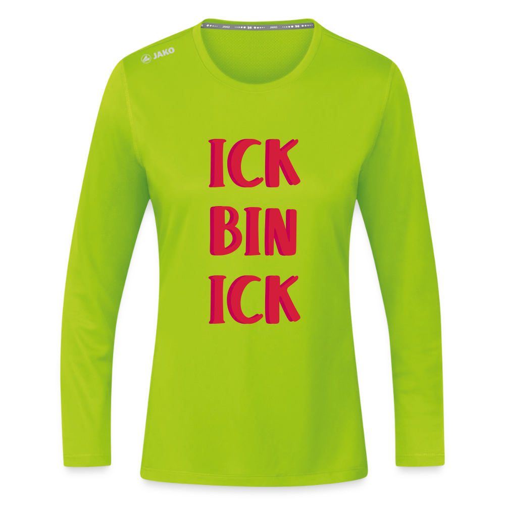 Ick bin Ick! - Frauen Sport Langarmshirt - Neongrün