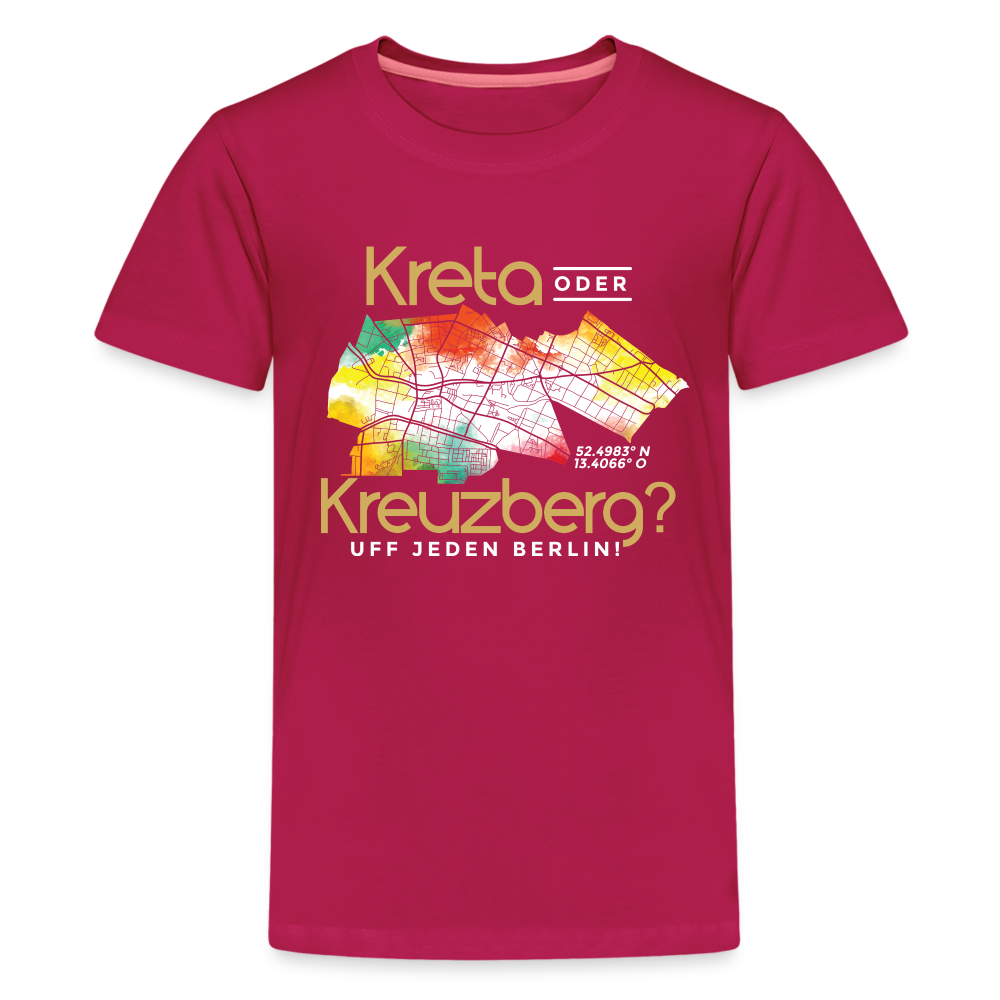 Kreta oder Kreuzberg - Teenager Premium T-Shirt - dunkles Pink
