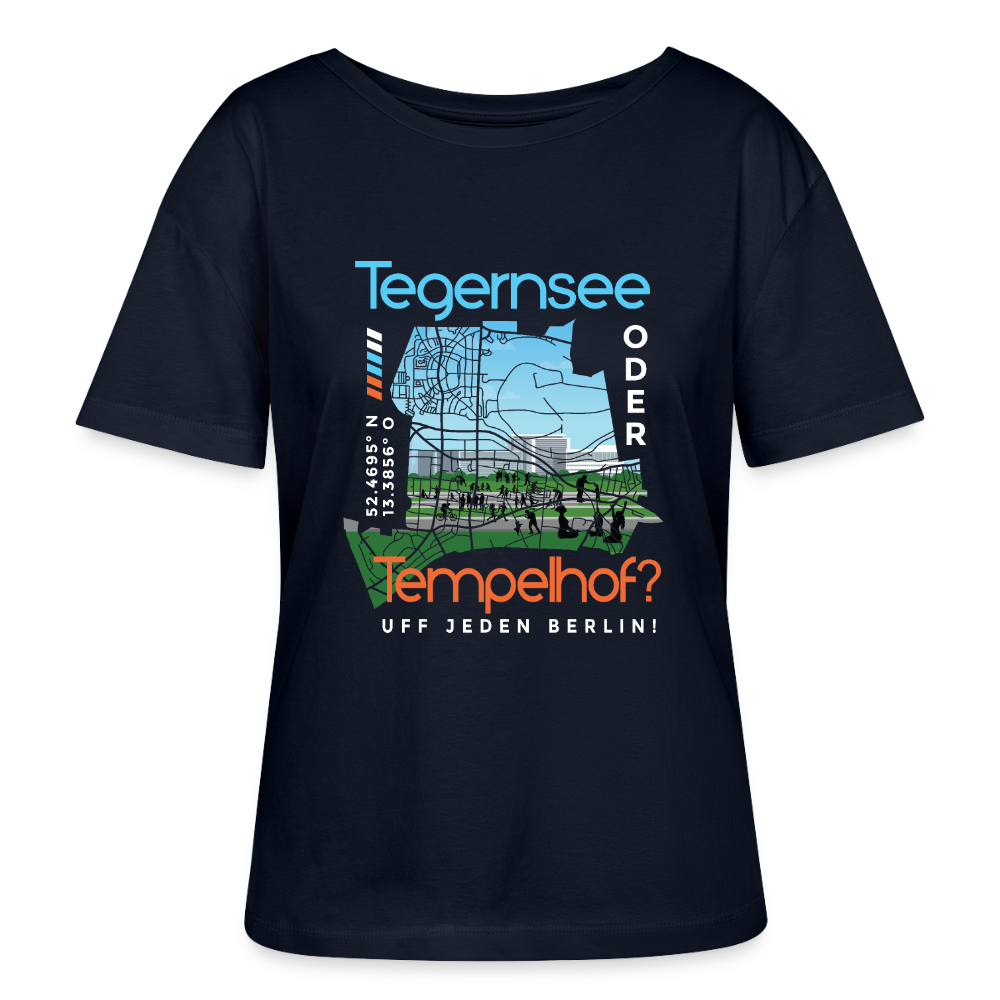 Tegernsee oder Tempelhof - Relaxed Rundhals Frauen Bio-T-Shirt - Navy