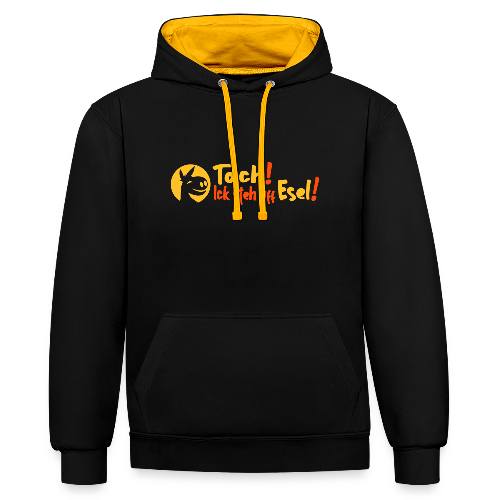 Tach! Ick steh uff Esel! - Kontrast Hoodie - Schwarz/Gold
