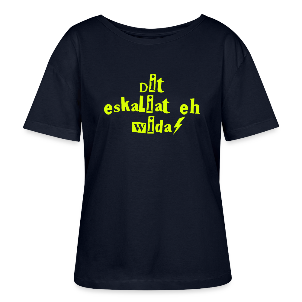 Dit eskaliat eh wilda  - Relaxed Rundhals Frauen Bio-T-Shirt - Navy