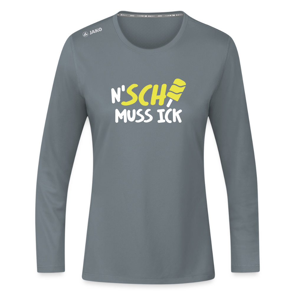 N'SCH... MUSS ICK - Frauen Sport Langarmshirt - Grau