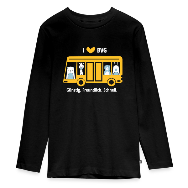 I love BVG - Teenager Langarmshirt - Schwarz