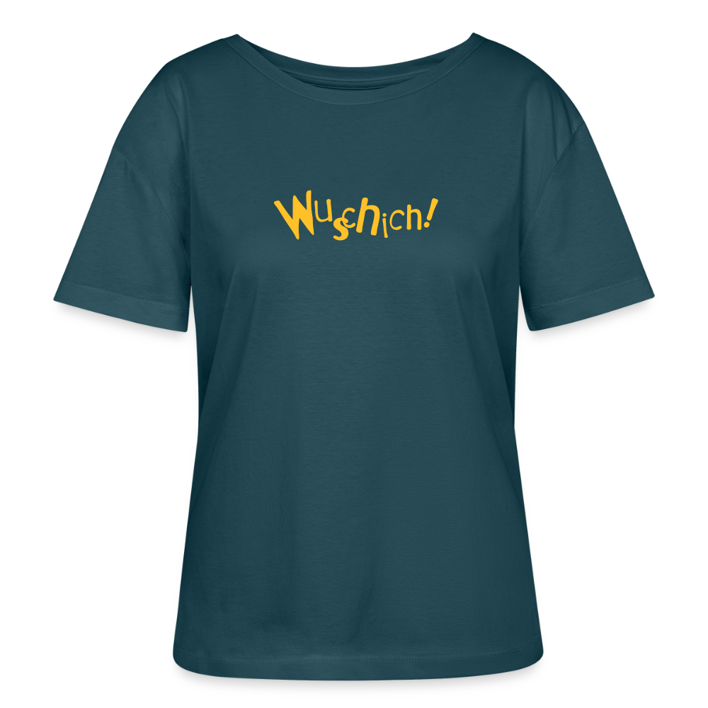 Wuschich! - Relaxed Rundhals Frauen Bio-T-Shirt - Dunkles Petrol