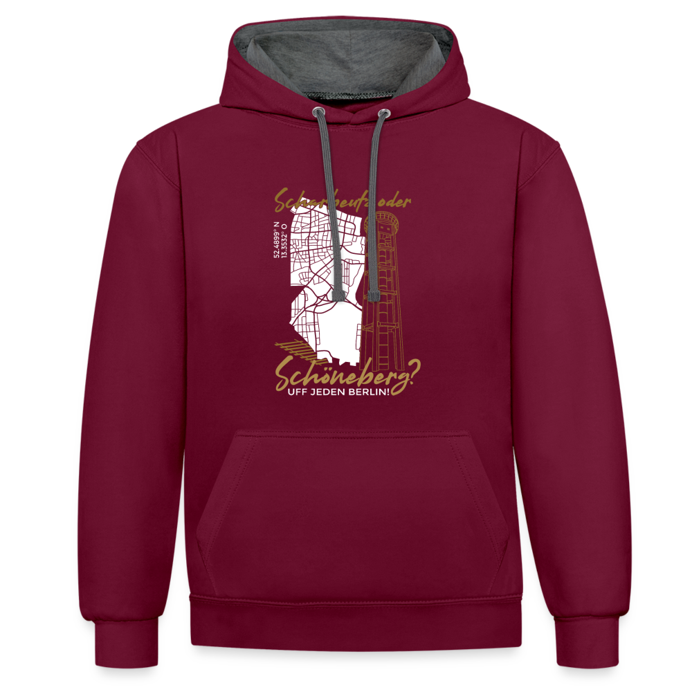 Scharbeutz oder Schöneberg - Kontrast Hoodie - Weinrot/Anthrazit
