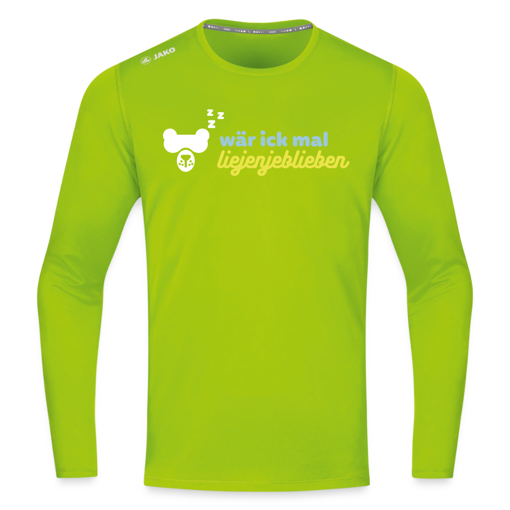 wär ick mal liejenjeblieben - Männer Sport Langamshirt - Neongrün