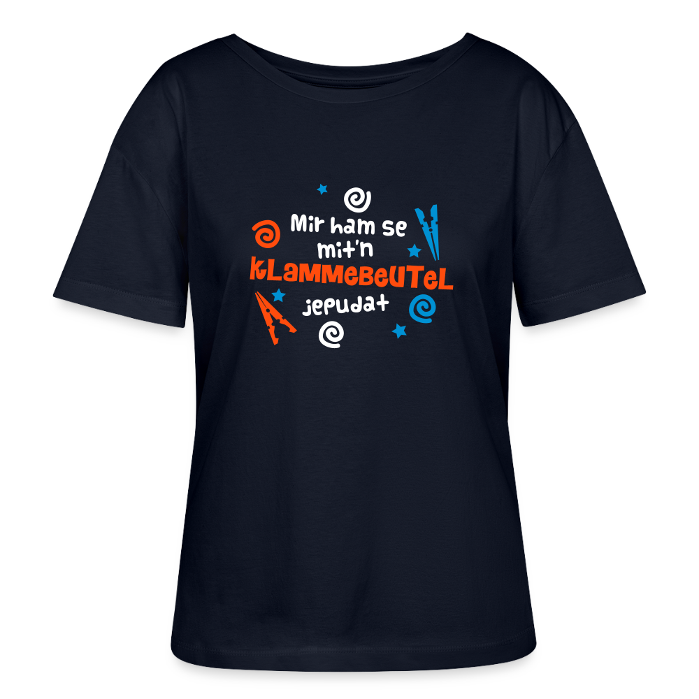 Mit'n Klammabeutel jepudat - Relaxed Rundhals Frauen Bio-T-Shirt - Navy