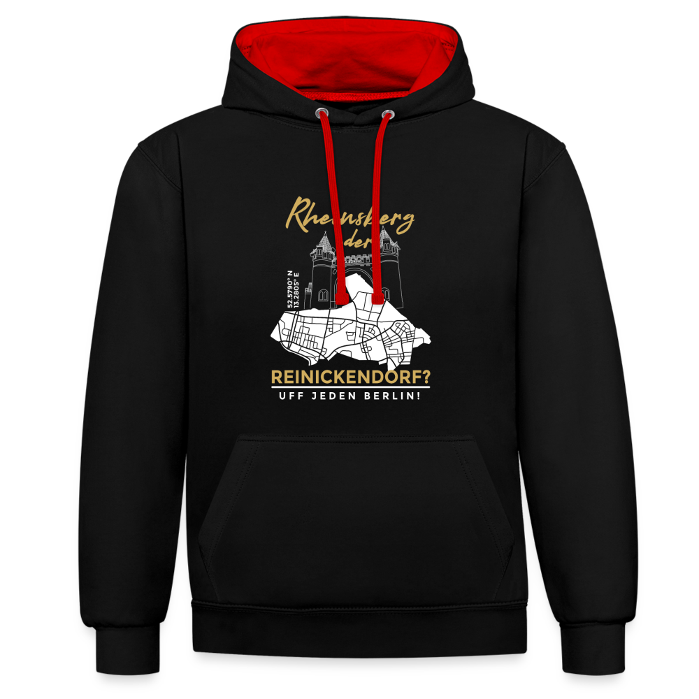 Rheinsberg Oder Reinickendorf - Kontrast Hoodie - Schwarz/Rot