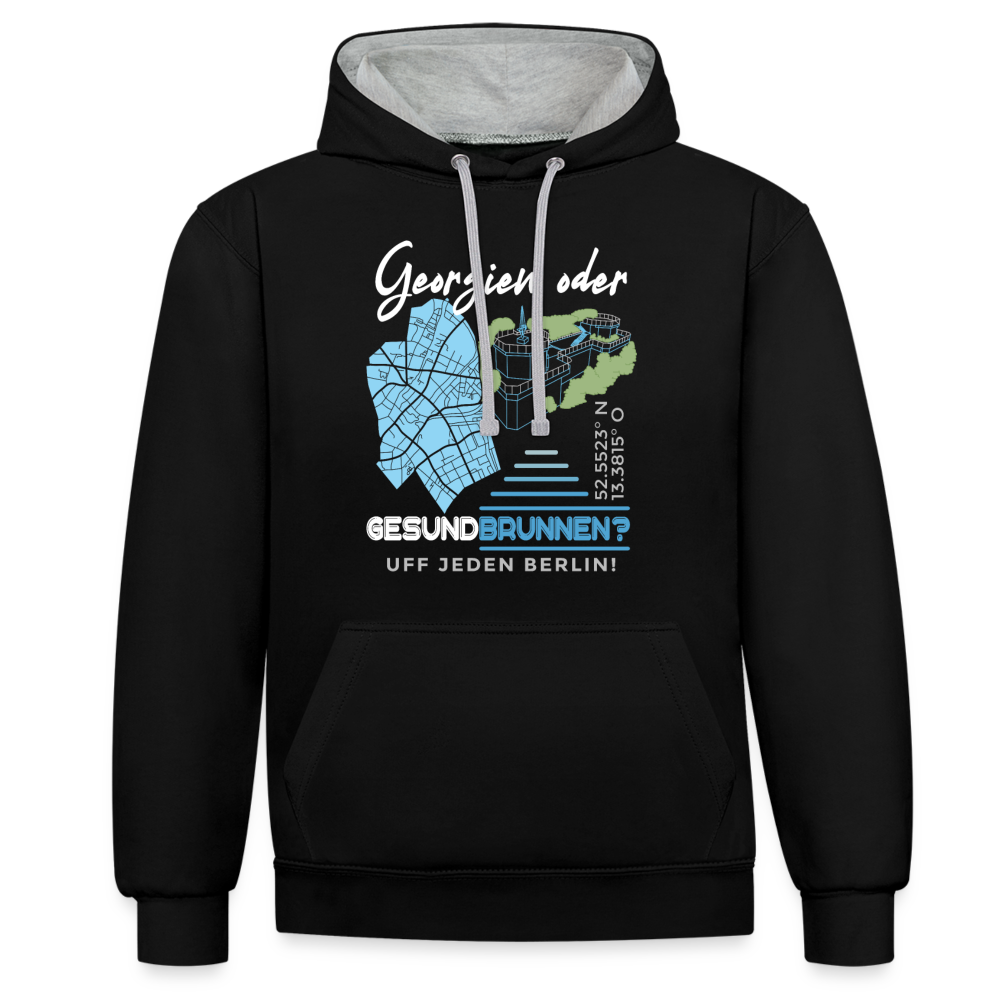 Georgien oder Gesundbrunnen - Kontrast Hoodie - Schwarz/Grau meliert