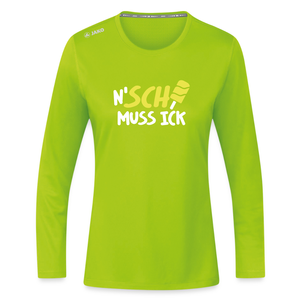 N'SCH... MUSS ICK - Frauen Sport Langarmshirt - Neongrün