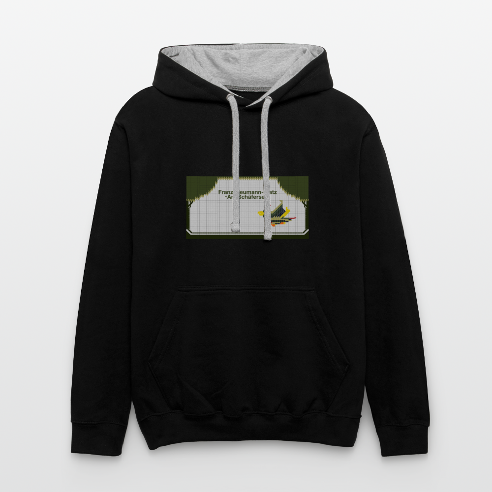Franz-Neumann-Platz - Kontrast Hoodie - Schwarz/Grau meliert