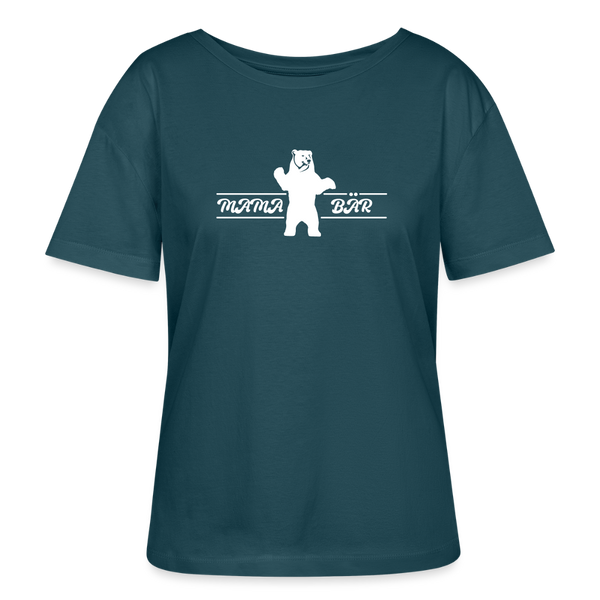Mama Bär  - Relaxed Rundhals Frauen Bio-T-Shirt - Dunkles Petrol