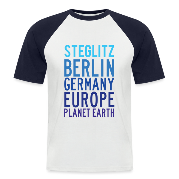 Steglitz Planet Earth - Männer Baseball T-Shirt - Weiß/Navy