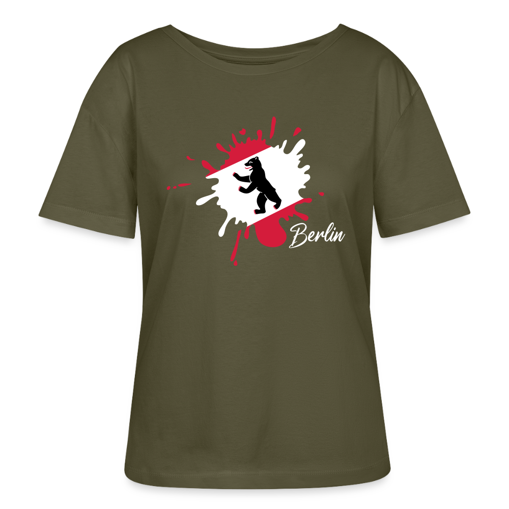 Berlin Klecks Bär - Relaxed Rundhals Frauen Bio-T-Shirt - Khaki