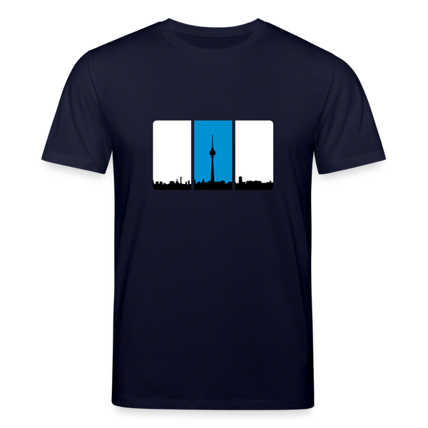Berliner Skyline in Streifen - Unisex Bio T-Shirt - Navy