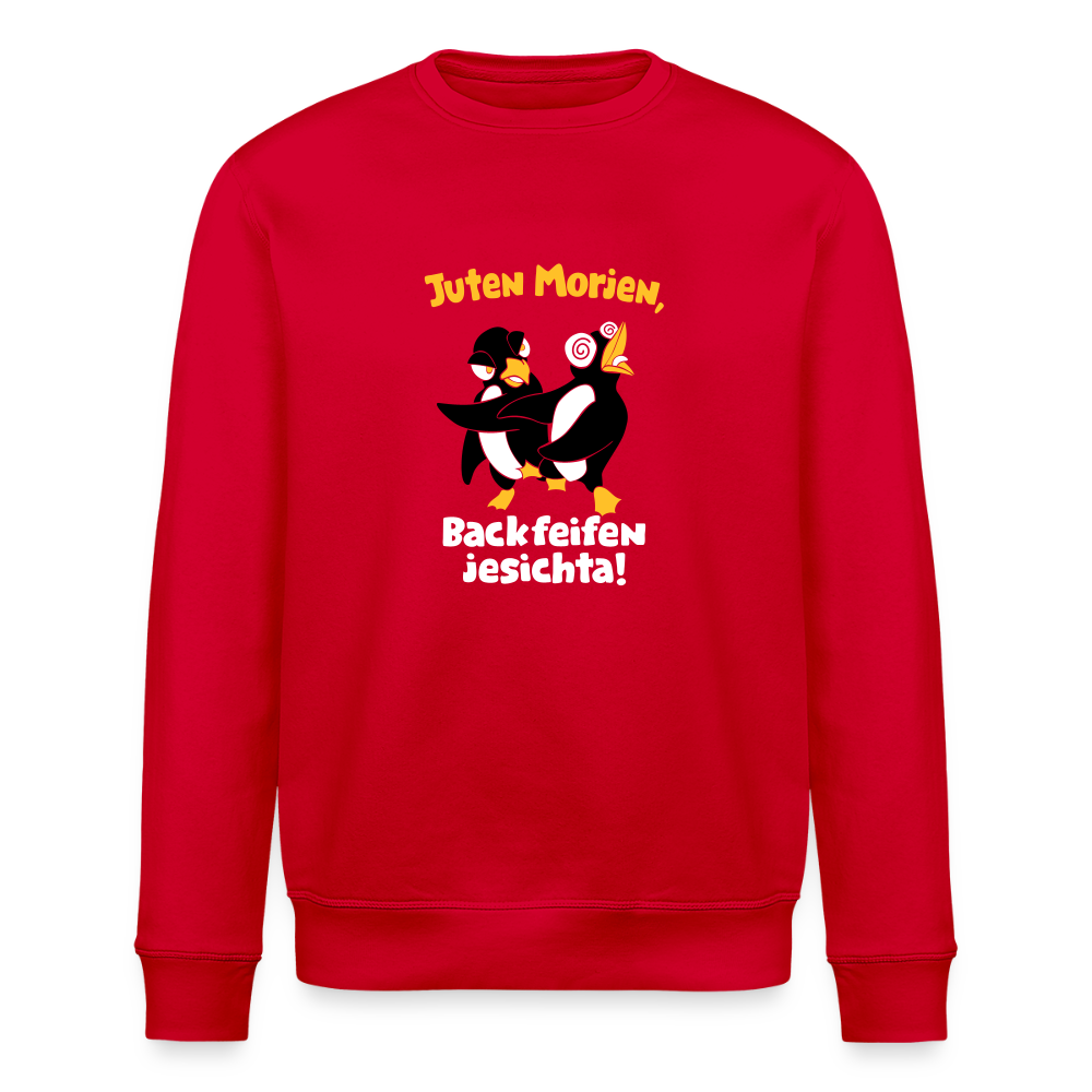 Juten Morjen, Backfeifenjesichta! - Unisex Bio Sweatshirt - Rot