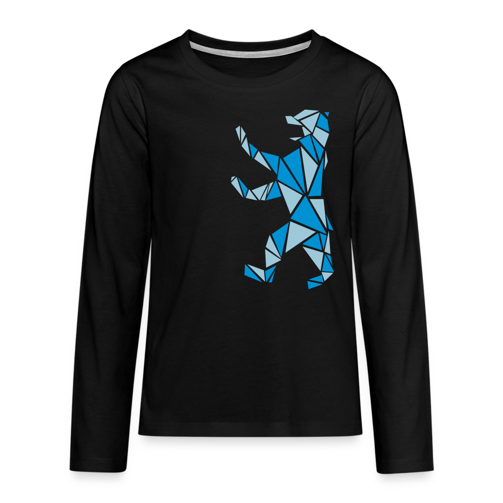 Berliner Bär Geometrie - Teenager Langarmshirt - Schwarz