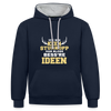 Ick bin keen Sturkopp - Kontrast Hoodie - Navy/Grau meliert