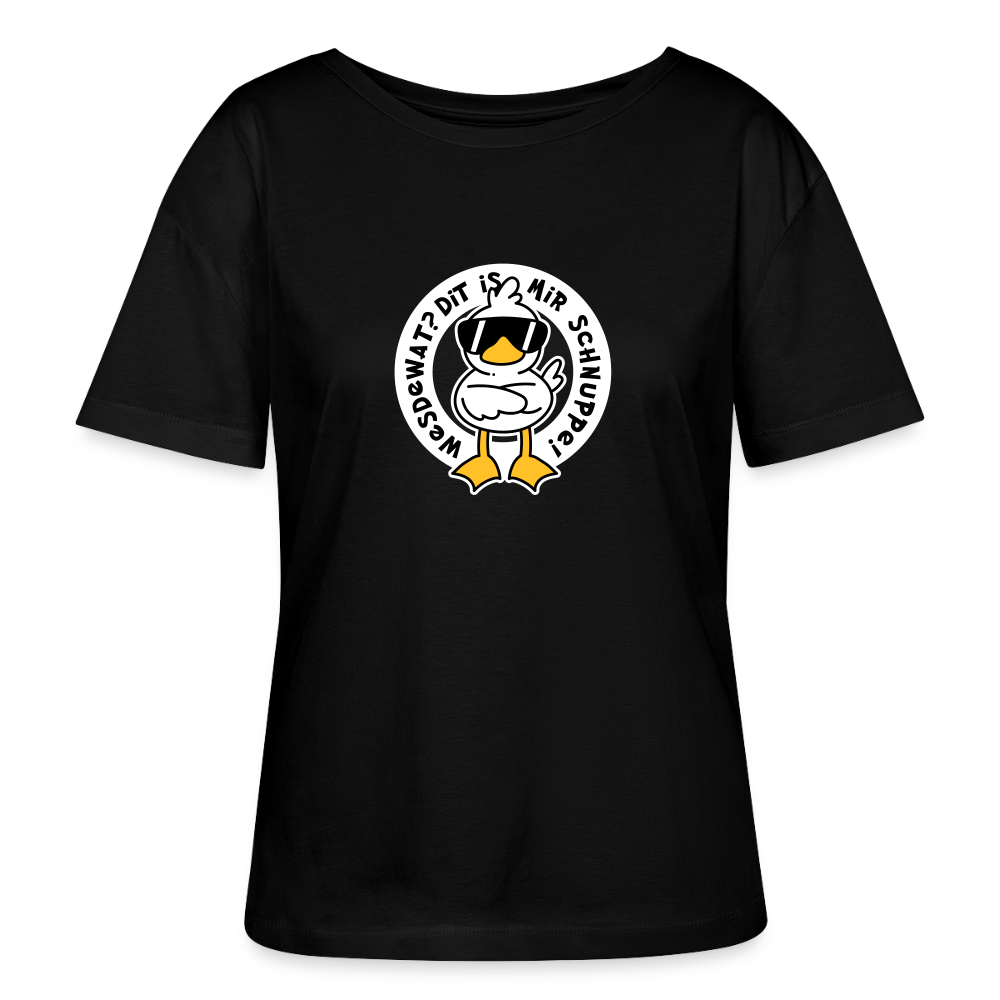 Wesdewat? - Relaxed Rundhals Frauen Bio-T-Shirt - Schwarz