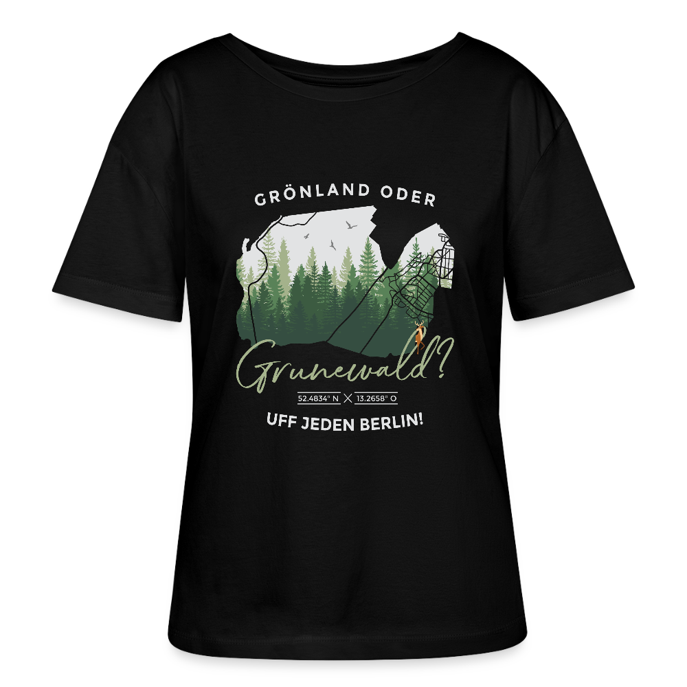 Grönland oder Grunewald - Relaxed Rundhals Frauen Bio-T-Shirt - Schwarz