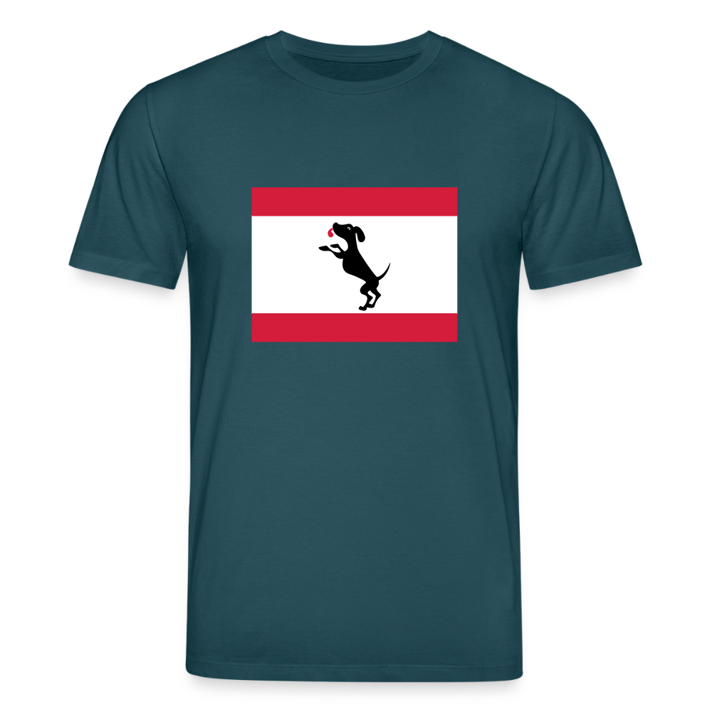 Berliner Flagge mit Hund - Unisex Bio T-Shirt - Dunkles Petrol