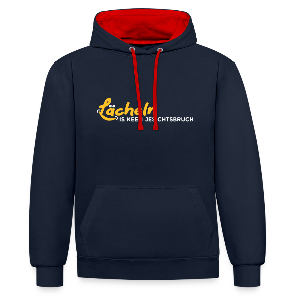 Lächeln is keen Jesichtsbruch - Kontrast Hoodie - Navy/Rot