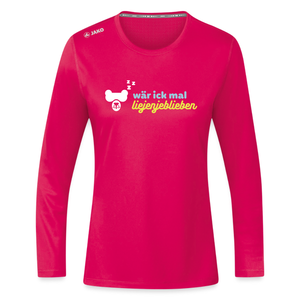 wär ick mal liejenjeblieben - Frauen Sport Langarmshirt - dunkles Pink