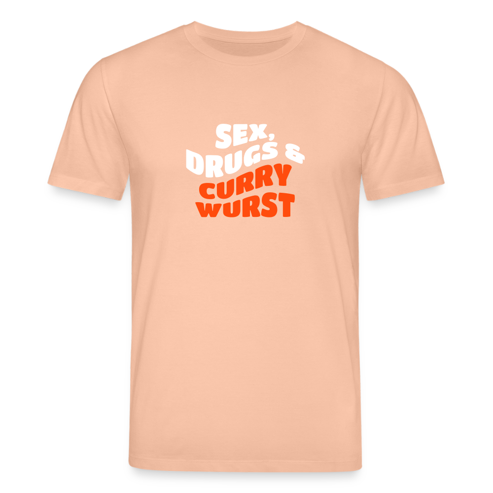 Sex, Drucks & Currywurst - Unisex Bio T-Shirt - Pfirsich