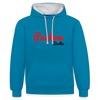 Pankow Berlin - Kontrast Hoodie - Pfauenblau/Grau meliert