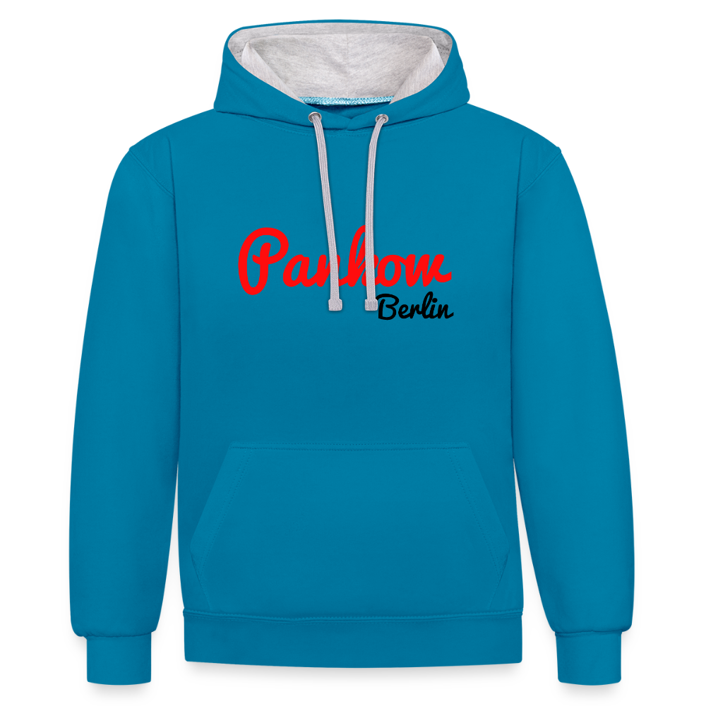Pankow Berlin - Kontrast Hoodie - Pfauenblau/Grau meliert