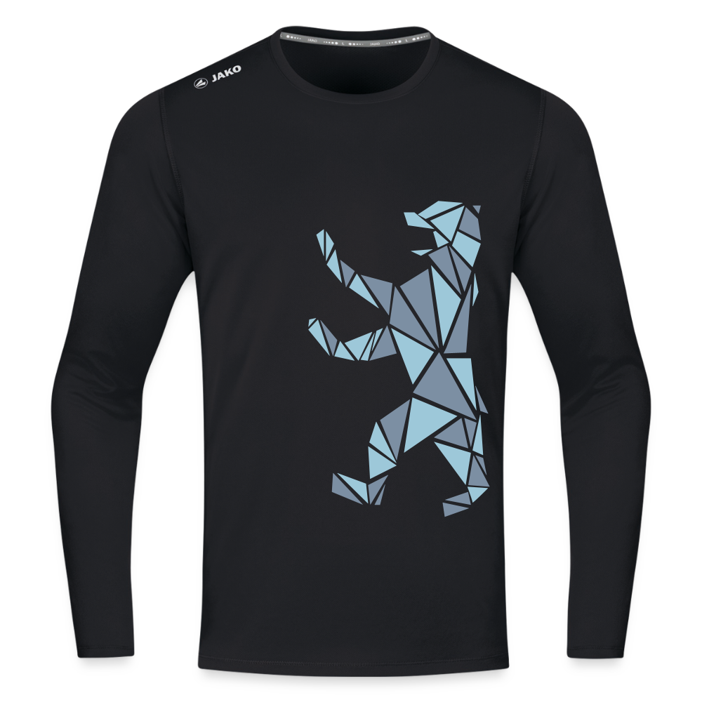 Berliner Bär Geometrie - Männer Sport Langamshirt - Schwarz