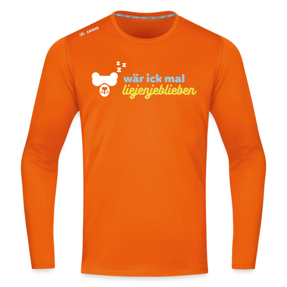wär ick mal liejenjeblieben - Männer Sport Langamshirt - Neonorange