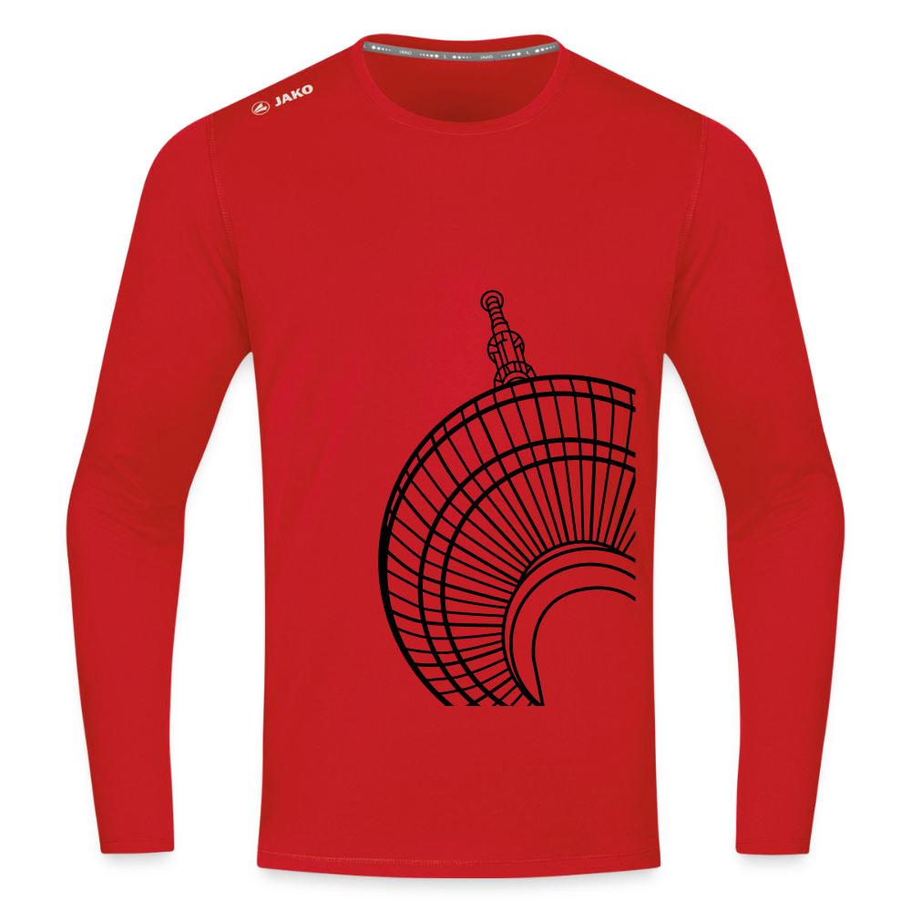 Der Turm von unten - schwarz - Männer Sport Langamshirt - Rot