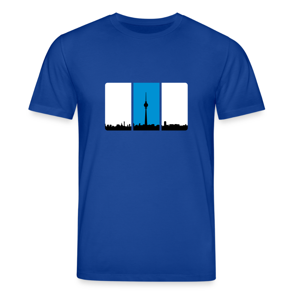 Berliner Skyline in Streifen - Unisex Bio T-Shirt - Dunkelblau