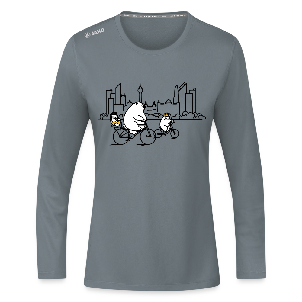 Fahrradtour Berlin - Frauen Sport Langarmshirt - Grau