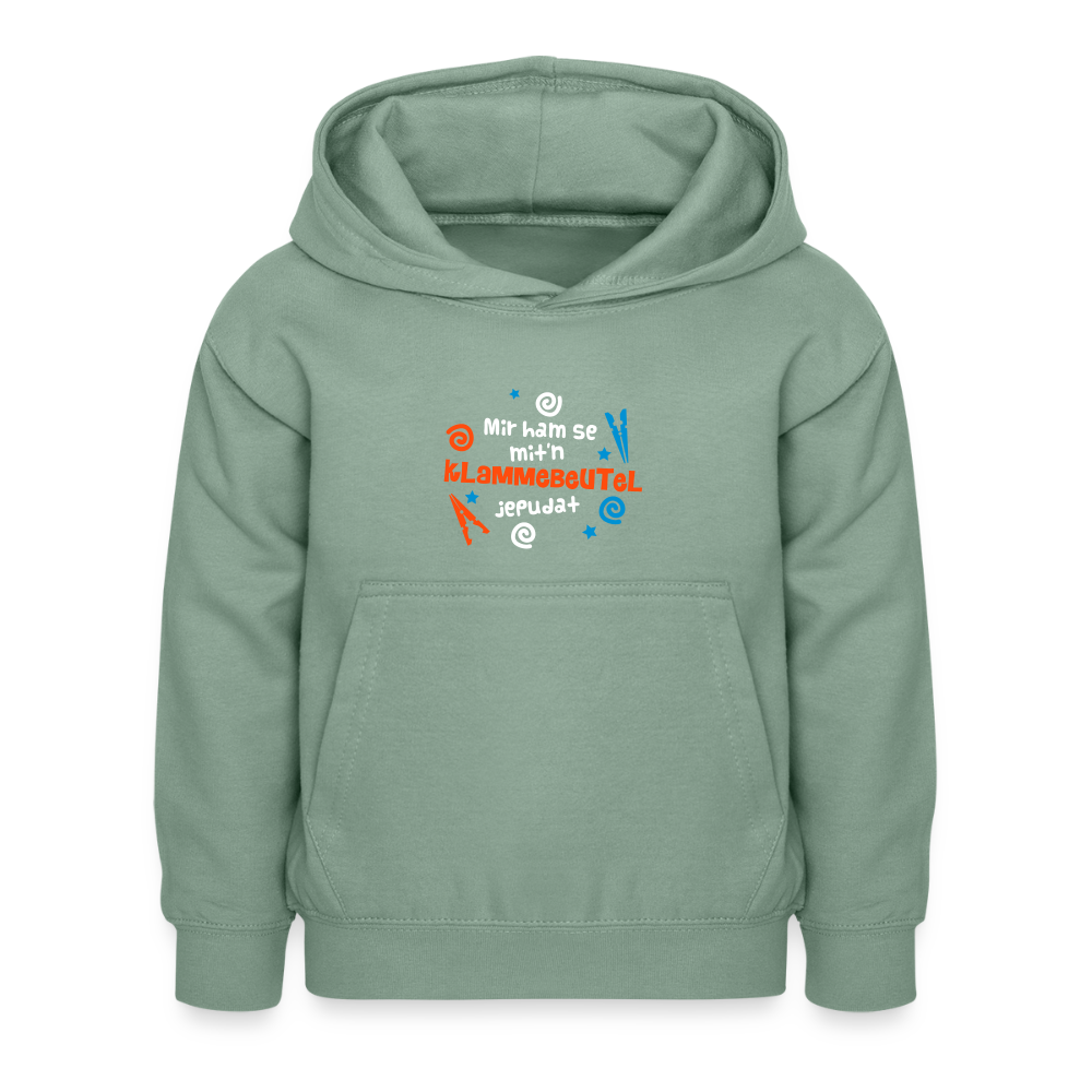 Mit'n Klammabeutel jepudat - Kinder Hoodie - Graugrün