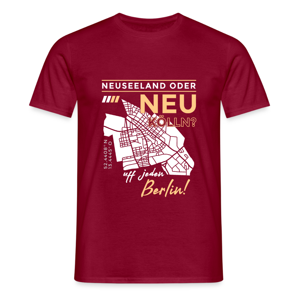 Neuseeland oder Neukölln - Männer Premium T-Shirt - Ziegelrot