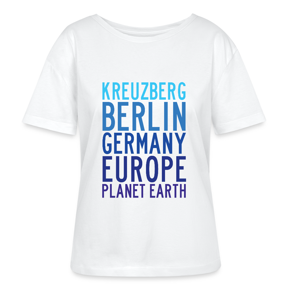 Kreuzberg - Planet Earth - Relaxed Rundhals Frauen Bio-T-Shirt - Weiß