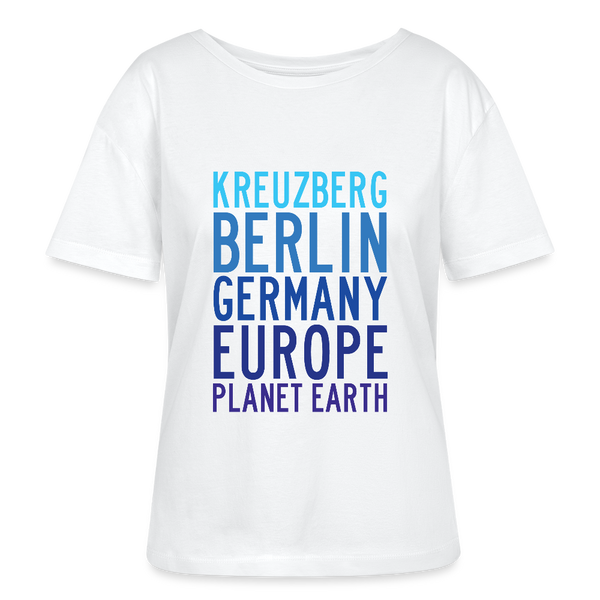 Kreuzberg - Planet Earth - Relaxed Rundhals Frauen Bio-T-Shirt - Weiß