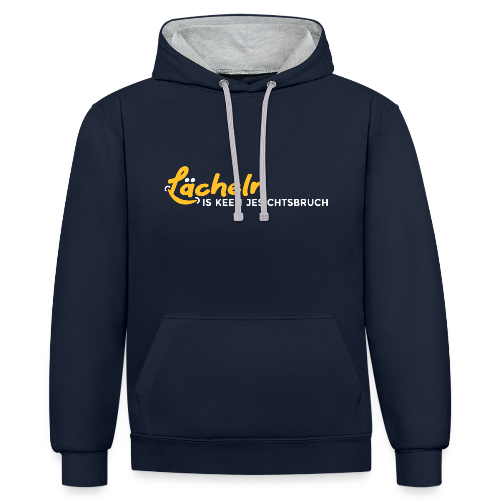 Lächeln is keen Jesichtsbruch - Kontrast Hoodie - Navy/Grau meliert