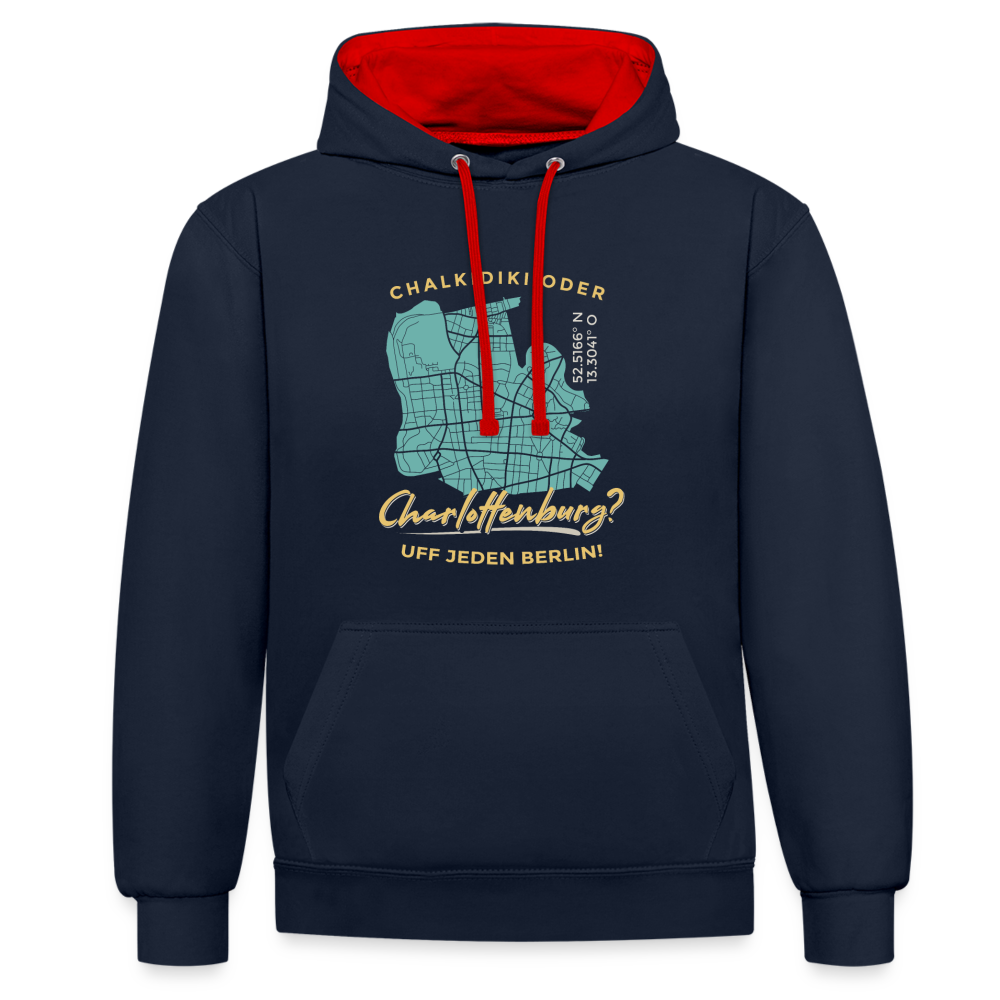 Chalkidiki oder Charlottenburg - Kontrast Hoodie - Navy/Rot