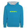 Bengel Berlin - Kinder Kontrast-Hoodie - Pfauenblau/Grau meliert