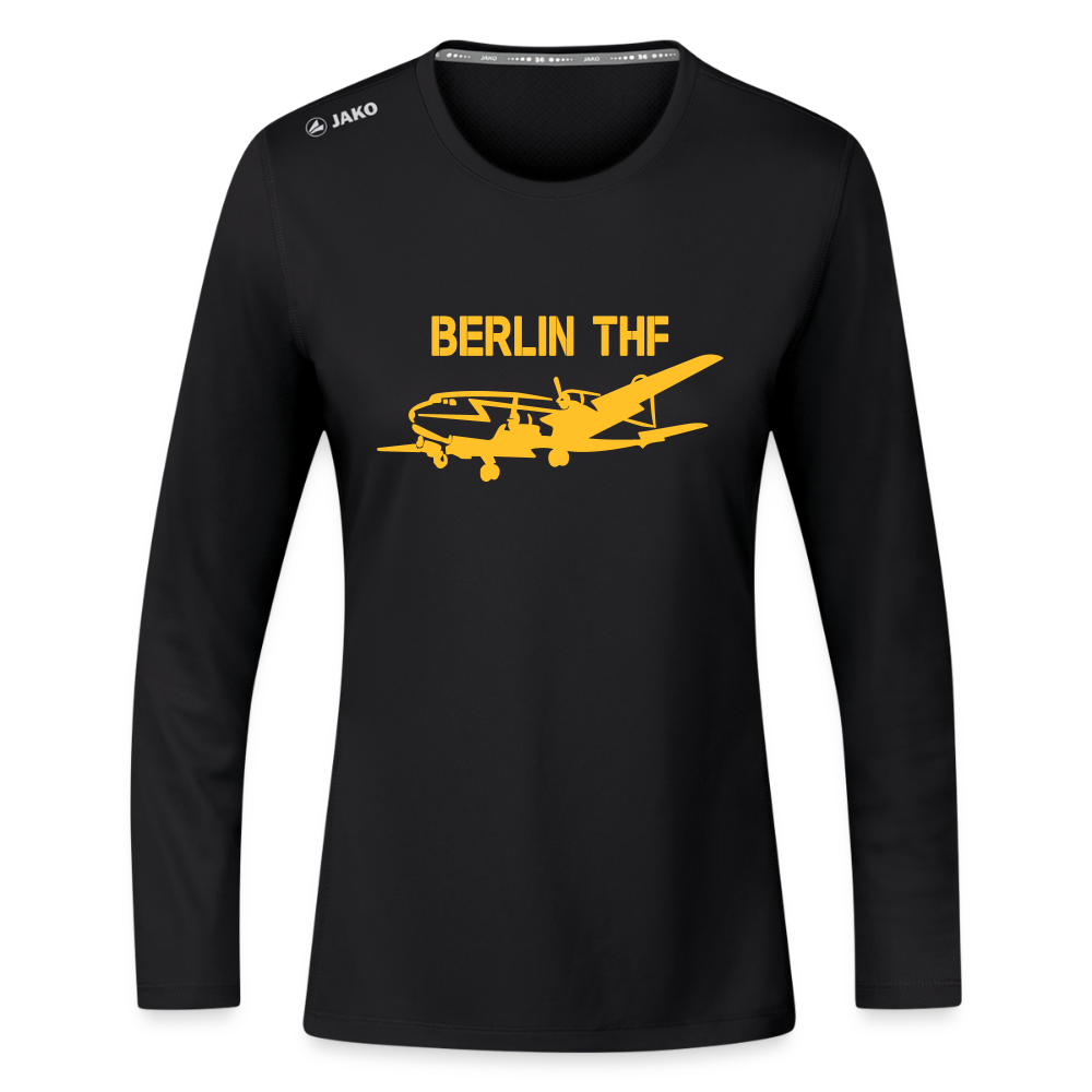 Berlin THF - Frauen Sport Langarmshirt - Schwarz