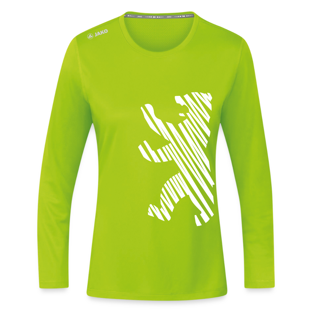 Berliner Bär im Netz - weiß - Frauen Sport Langarmshirt - Neongrün