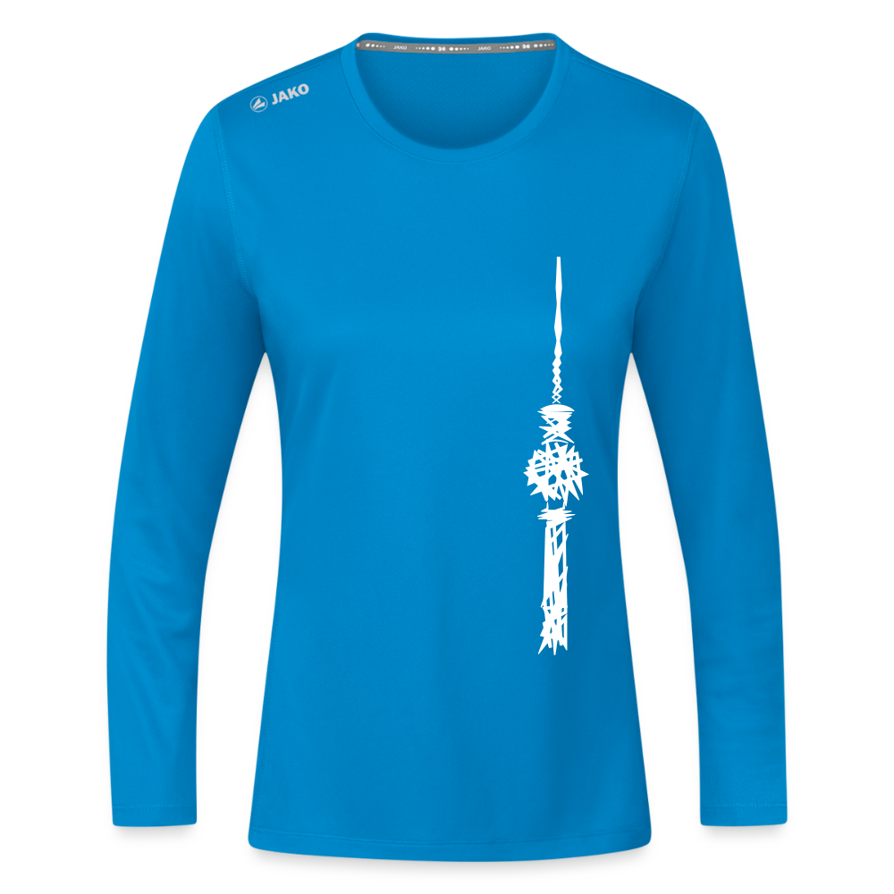 Fernsehturm Zick zack - Frauen Sport Langarmshirt - Saphirblau
