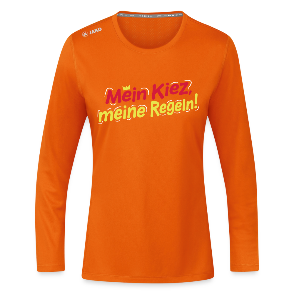 Mein Kiez, meine Regeln! - Frauen Sport Langarmshirt - Neonorange