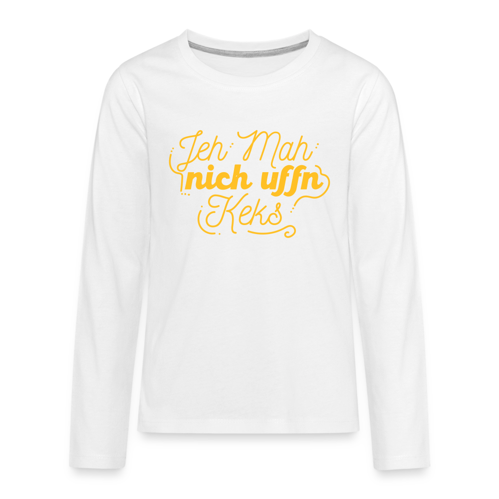Jeh mah nich uffn Keks gelb - Teenager Langarmshirt - Weiß