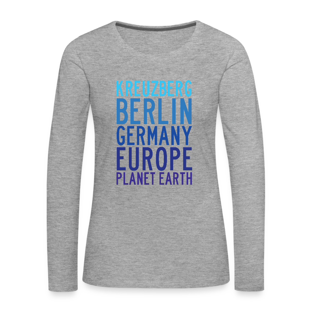 Kreuzberg - Planet Earth - Frauen Premium Langarmshirt - Grau meliert